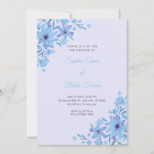 Invitation Fleurs Bleues Romantiques Mariage Floral Lavande