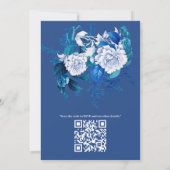 Invitation Fleurs Bleues Roses Blanches sur Cristal Blanc (Dos)