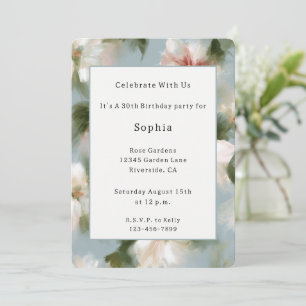 Invitation Fleurs Bleues Rouges Blanches Anniversaire