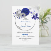 Invitation fleurs bleues royales argent fleurs florales maria (Debout devant)