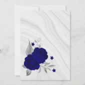 Invitation fleurs bleues royales gris argenté mariage (Dos)