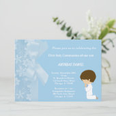 Invitation Fleurs bleues Sainte Communion (Debout devant)