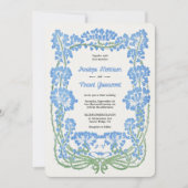 Invitation Fleurs bleues sauvages Letterpress Style Mariage (Devant)
