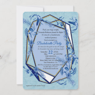 Invitation Fleurs bleues turquoises sur un support texturé sc