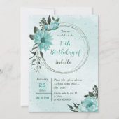 Invitation fleurs bleues verdure anniversaire botanique (Devant)