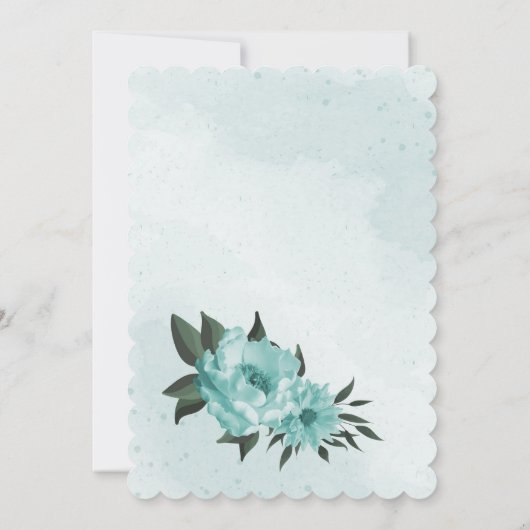 Invitation fleurs bleues verdure anniversaire botanique (Dos)