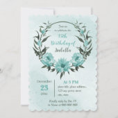 Invitation fleurs bleues verdure anniversaire botanique (Devant)