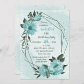 Invitation fleurs bleues verdure botanique anniversaire (Devant / Derrière)