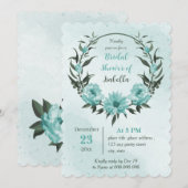 Invitation fleurs bleues verdure botanique douche nuptiale (Devant / Derrière)