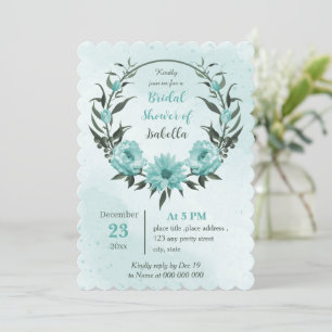 Invitation fleurs bleues verdure botanique douche nuptiale