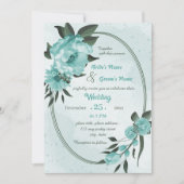 Invitation fleurs bleues verdure mariage géométrique (Devant)