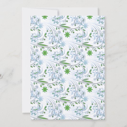 Invitation Fleurs bleues vertes 25e anniversaire (Dos)