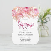 Invitation Fleurs Blush & Gold Office Fête de Noël de famille (Debout devant)