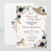 Invitation Fleurs Blush & Navy Fête des mariées Kentucky Derb (Devant / Derrière)