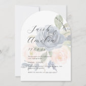 Invitation Fleurs Blush Navy Moderne Arch Fête de Fiançailles (Devant)