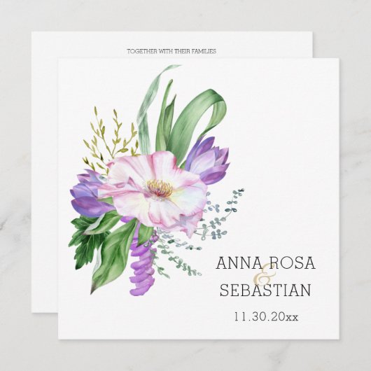 Invitation *~* Fleurs Boho AR15 QR RSVP Mariage (Devant / Derrière)
