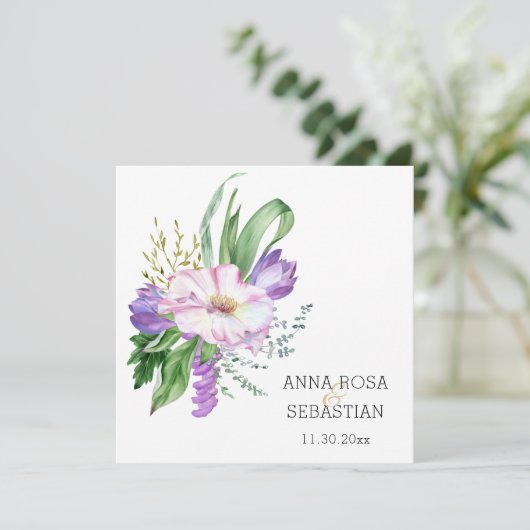 Invitation *~* Fleurs Boho AR15 QR RSVP Mariage (Debout devant)