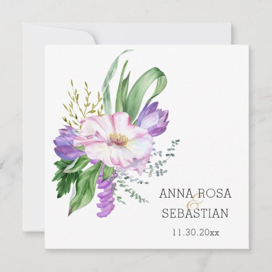 Invitation *~* Fleurs Boho AR15 QR RSVP Mariage (Devant)