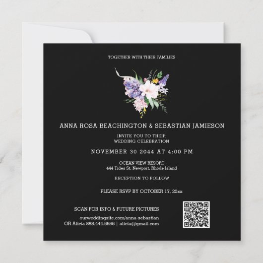 Invitation *~*Fleurs Boho AR15 QR RSVP Mariage (Dos)