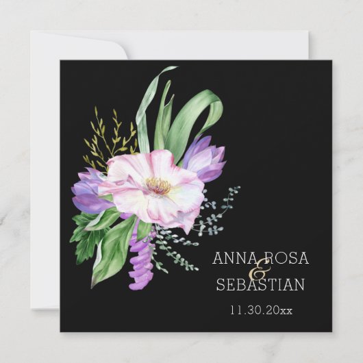 Invitation *~*Fleurs Boho AR15 QR RSVP Mariage (Devant)