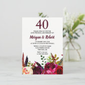 Invitation Fleurs Boho Bourgogne 40e anniversaire de mariage (Debout devant)