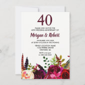 Invitation Fleurs Boho Bourgogne 40e anniversaire de mariage (Devant)