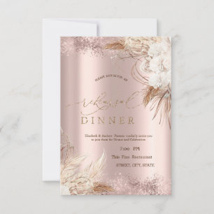 Invitation Fleurs Boho Confettis Rose Gold Dîner de Répétitio