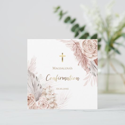 Invitation fleurs boho Confirmation (Debout devant)