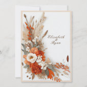 Invitation Fleurs Boho Couleurs d'Automne, Mariage d'Automne (Devant)