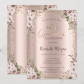Invitation Fleurs Boho Diamants Quinceanera (Devant / Derrière)
