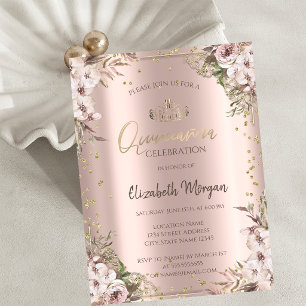 Invitation Fleurs Boho Diamants Quinceanera