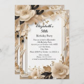 Invitation Fleurs boho élégantes Fête d'anniversaire Moderne (Devant / Derrière)