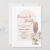 Invitation Fleurs Boho en verre de champagne Brunch & Bubbly (Devant)