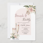 Invitation Fleurs Boho en verre de champagne Brunch & Bubbly (Devant)
