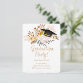 Invitation Fleurs Boho et fête de la casquette de graduation (Debout devant)