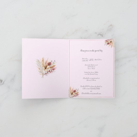 Invitation Fleurs BoHo Fête des mariées (Intérieur)