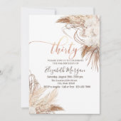 Invitation Fleurs Boho Herbe de Pampas 30e Anniversaire (Devant)