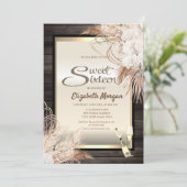Invitation Fleurs Boho Herbe de Pampas Bois Douce 16 (Debout devant)