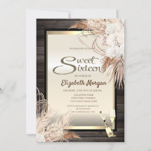 Invitation Fleurs Boho Herbe de Pampas Bois Douce 16