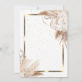 Invitation Fleurs Boho Herbe de Pampas Cadre Doré Retraite (Dos)