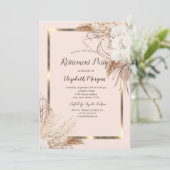 Invitation Fleurs Boho Herbe de Pampas Cadre Doré Retraite (Debout devant)