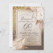 Invitation Fleurs Boho Herbe de Pampas Pailletée Anniversaire (Devant)