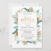Invitation Fleurs Boho Herbe Sweet 16 (Devant)