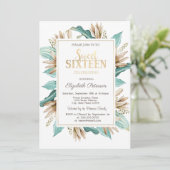 Invitation Fleurs Boho Herbe Sweet 16 (Debout devant)