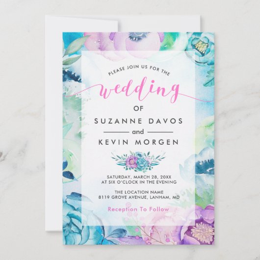Invitation Fleurs Boho & Mariage moderneTypographie (Devant)