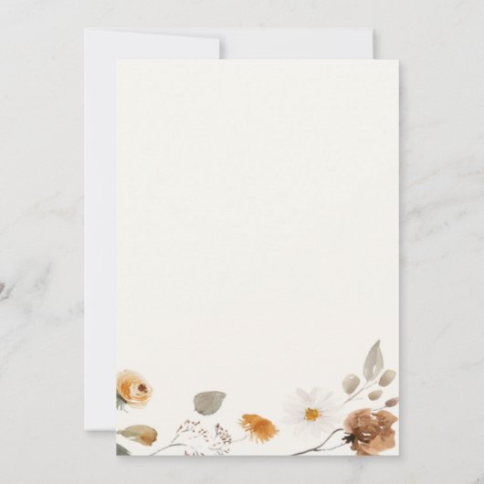 Invitation Fleurs Boho mariages de automne (Dos)