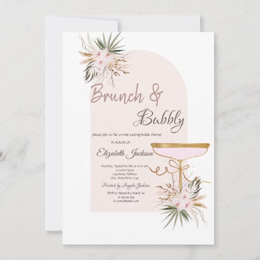 Invitation Fleurs Boho Martini Glass Brunch & Bubbly (Devant)