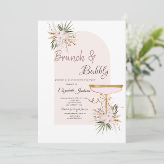 Invitation Fleurs Boho Martini Glass Brunch & Bubbly (Debout devant)