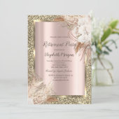 Invitation Fleurs Boho, Paillettes, Rose Or Retraite (Debout devant)