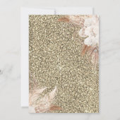 Invitation Fleurs Boho, Paillettes, Rose Or Retraite (Dos)